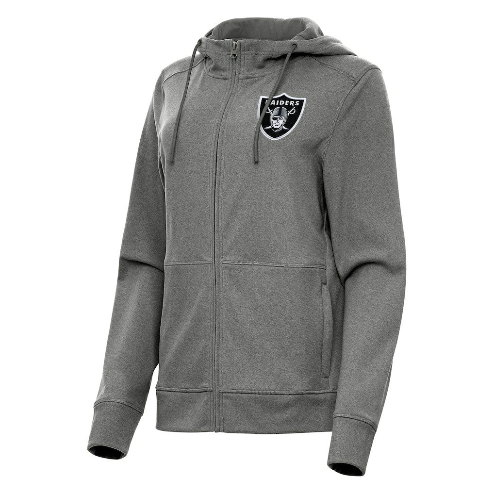 Las Vegas Raiders Antigua Women's Seeker Full-Zip Hoodie Jacket Heather Charcoal