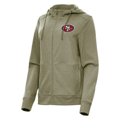 San Francisco 49ers Antigua Women's Seeker Full-Zip Hoodie Jacket Heather Olive