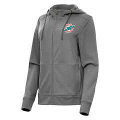 Miami Dolphins Antigua Women's Seeker Full-Zip Hoodie Jacket Heather Charcoal