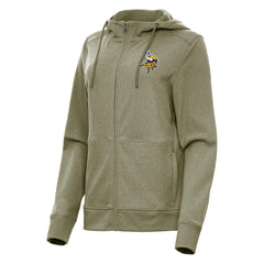 Minnesota Vikings Antigua Women's Seeker Full-Zip Hoodie Jacket Heather Olive