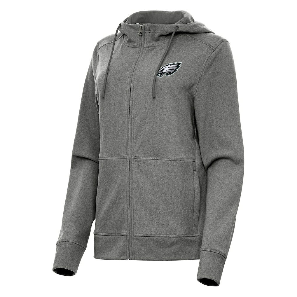 Philadelphia Eagles Antigua Women's Seeker Full-Zip Hoodie Jacket Heather Charcoal