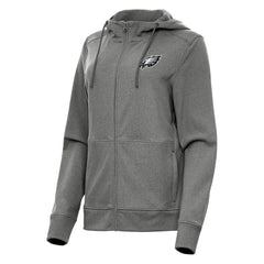 Philadelphia Eagles Antigua Women's Seeker Full-Zip Hoodie Jacket Heather Charcoal