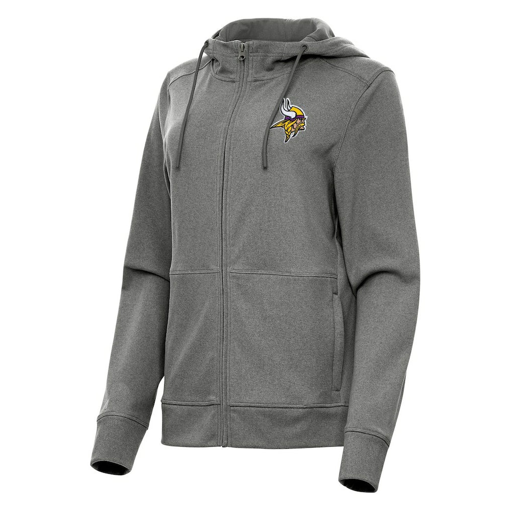 Minnesota Vikings Antigua Women's Seeker Full-Zip Hoodie Jacket Heather Charcoal