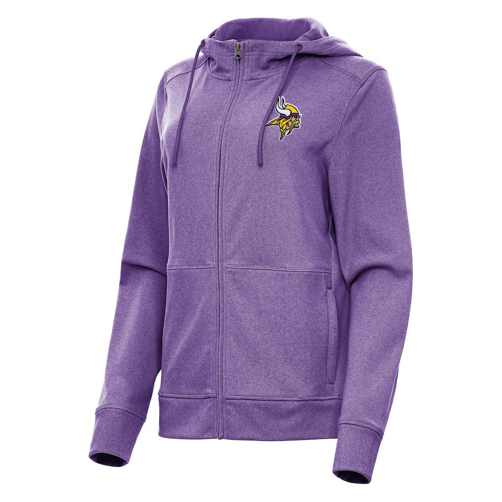 Minnesota Vikings Antigua Women's Seeker Full-Zip Hoodie Jacket Heather Purple