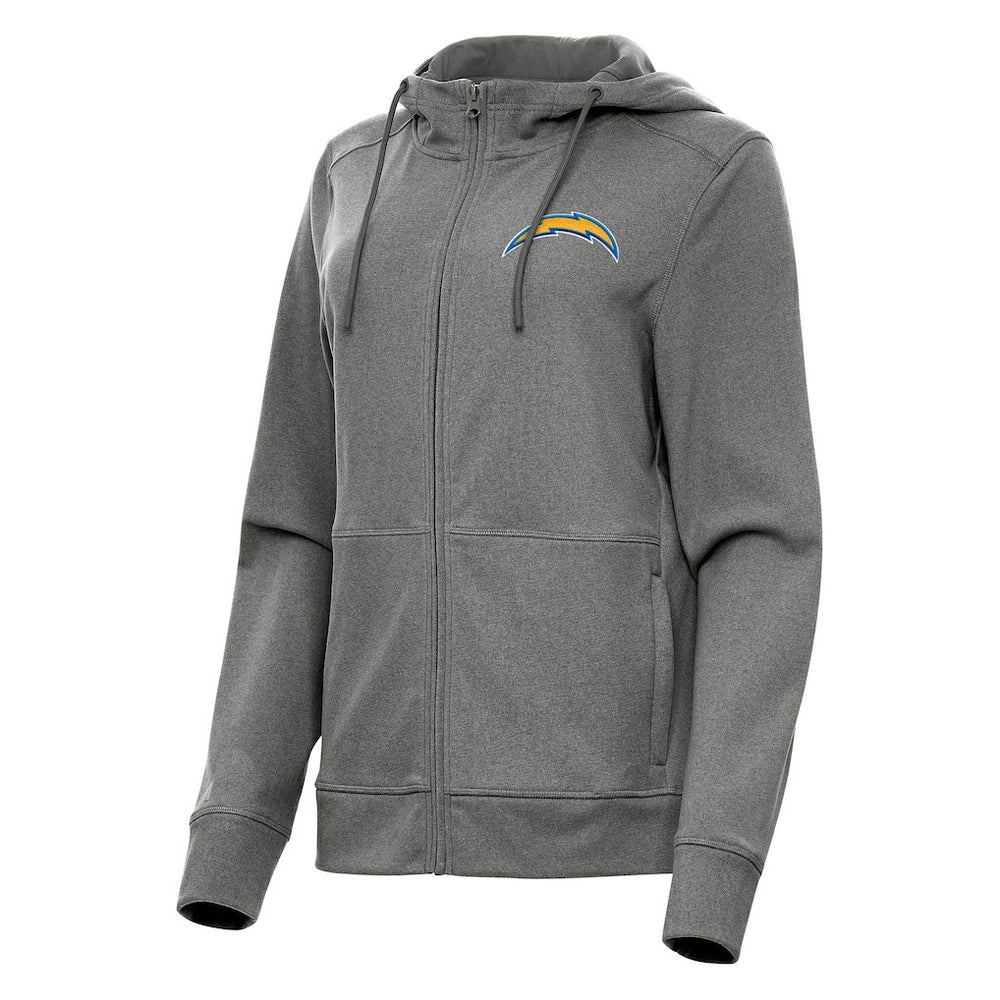 Los Angeles Chargers Antigua Women's Seeker Full-Zip Hoodie Jacket Heather Charcoal