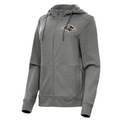 Baltimore Ravens Antigua Women's Seeker Full-Zip Hoodie Jacket Heather Charcoal