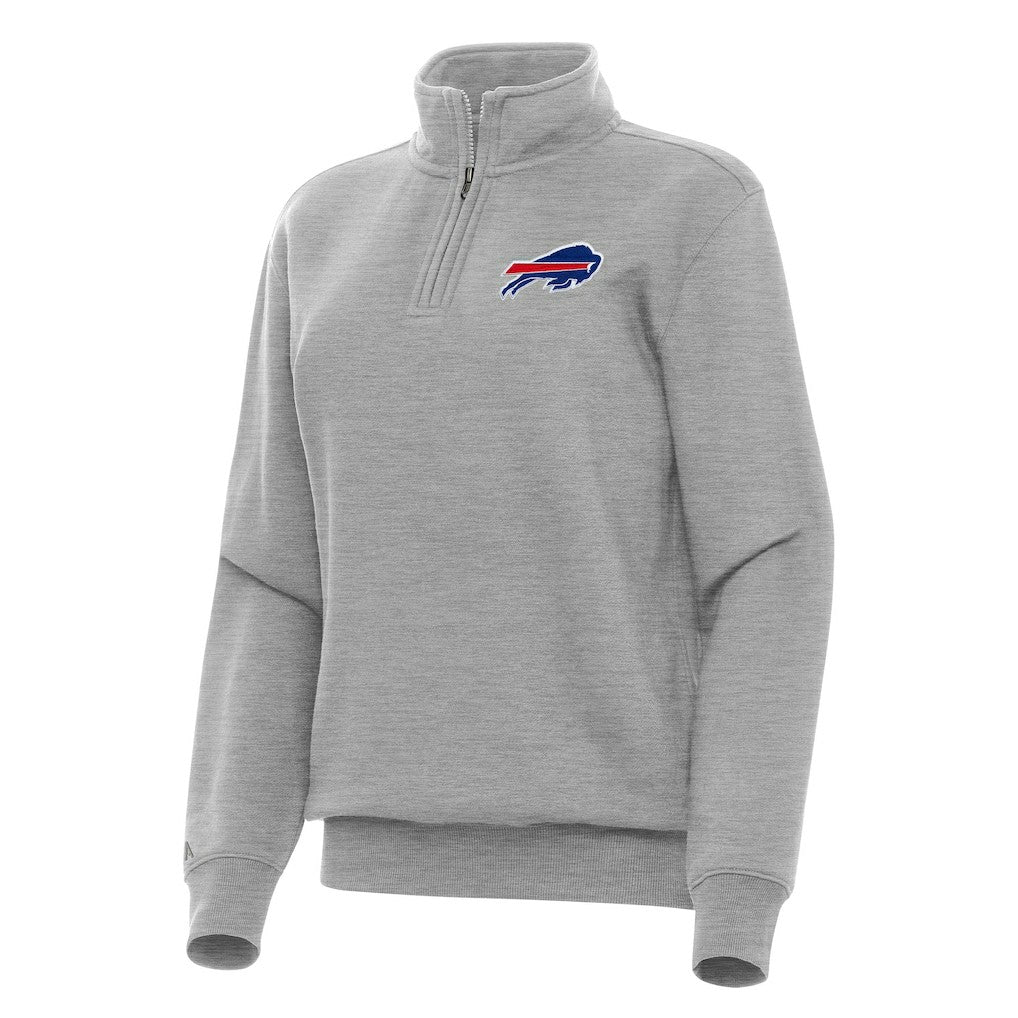 Buffalo Bills Antigua Women's Victory Quarter-Zip Top Heather Gray