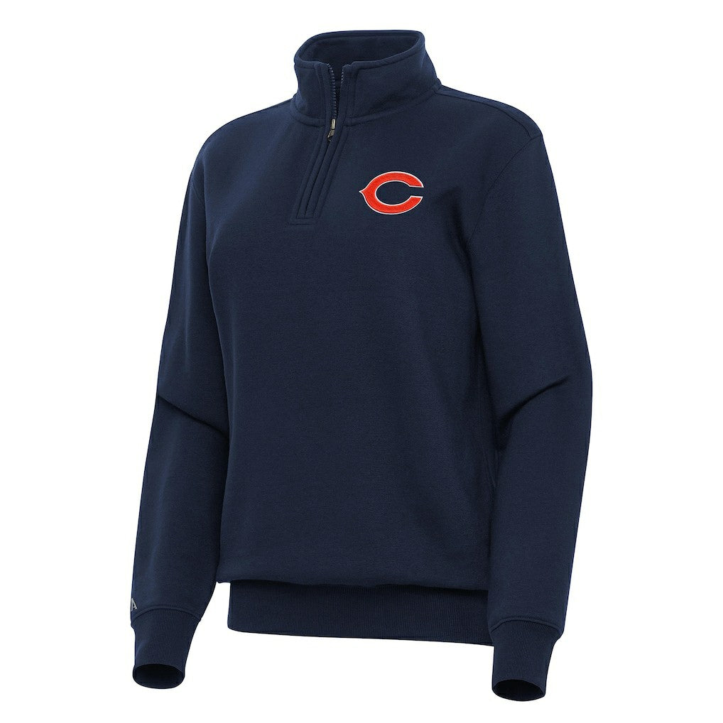 Chicago Bears Antigua Women's Victory Quarter-Zip Top Navy