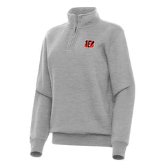Cincinnati Bengals Antigua Women's Victory Quarter-Zip Top Heather Gray