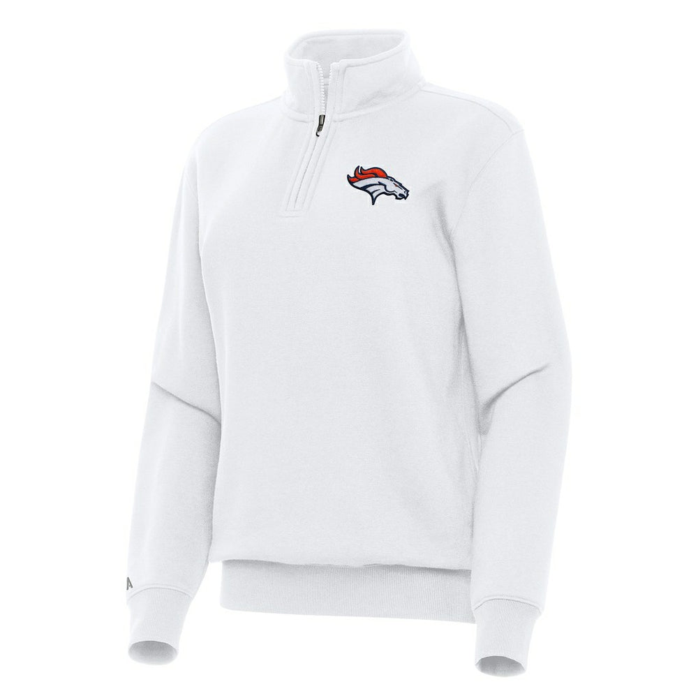 Denver Broncos Antigua Women's Victory Quarter-Zip Top White