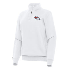 Denver Broncos Antigua Women's Victory Quarter-Zip Top White