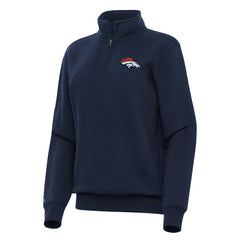 Denver Broncos Antigua Women's Victory Quarter-Zip Top Navy