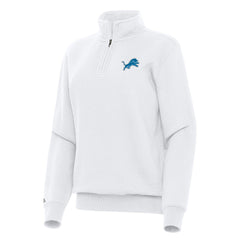 Detroit Lions Antigua Women's Victory Quarter-Zip Top White