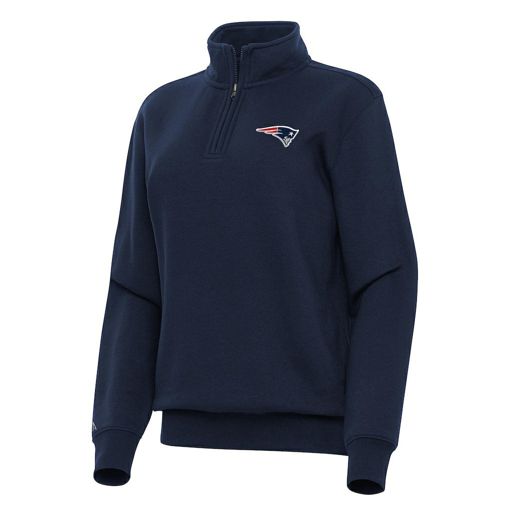 New England Patriots Antigua Women's Victory Quarter-Zip Top Navy