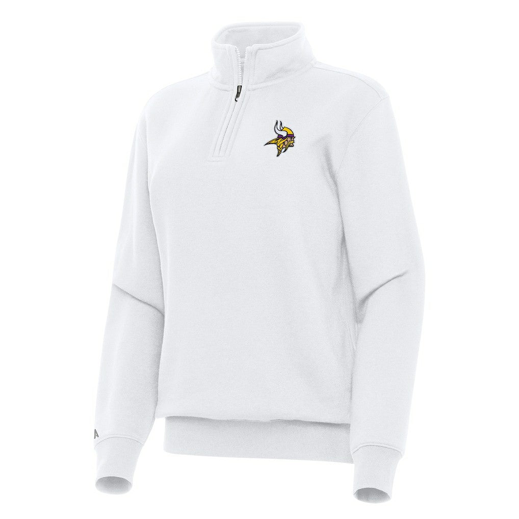 Minnesota Vikings Antigua Women's Victory Quarter-Zip Top White