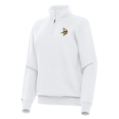 Minnesota Vikings Antigua Women's Victory Quarter-Zip Top White