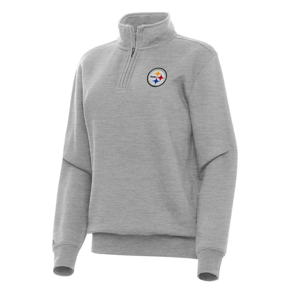 Pittsburgh Steelers Antigua Women's Victory Quarter-Zip Top Heather Gray