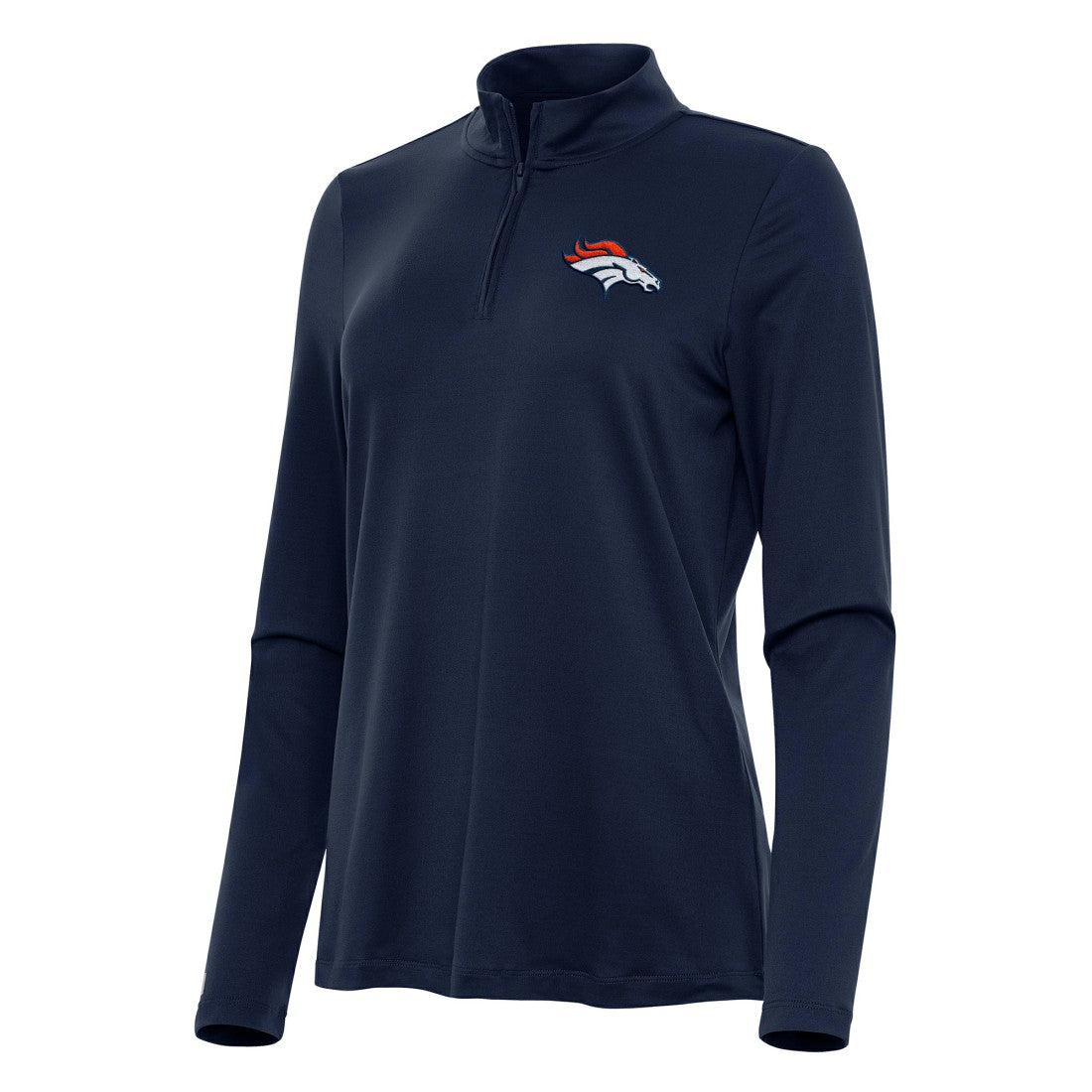 Denver Broncos Antigua Women's Reprocess Quarter-Zip Top Navy