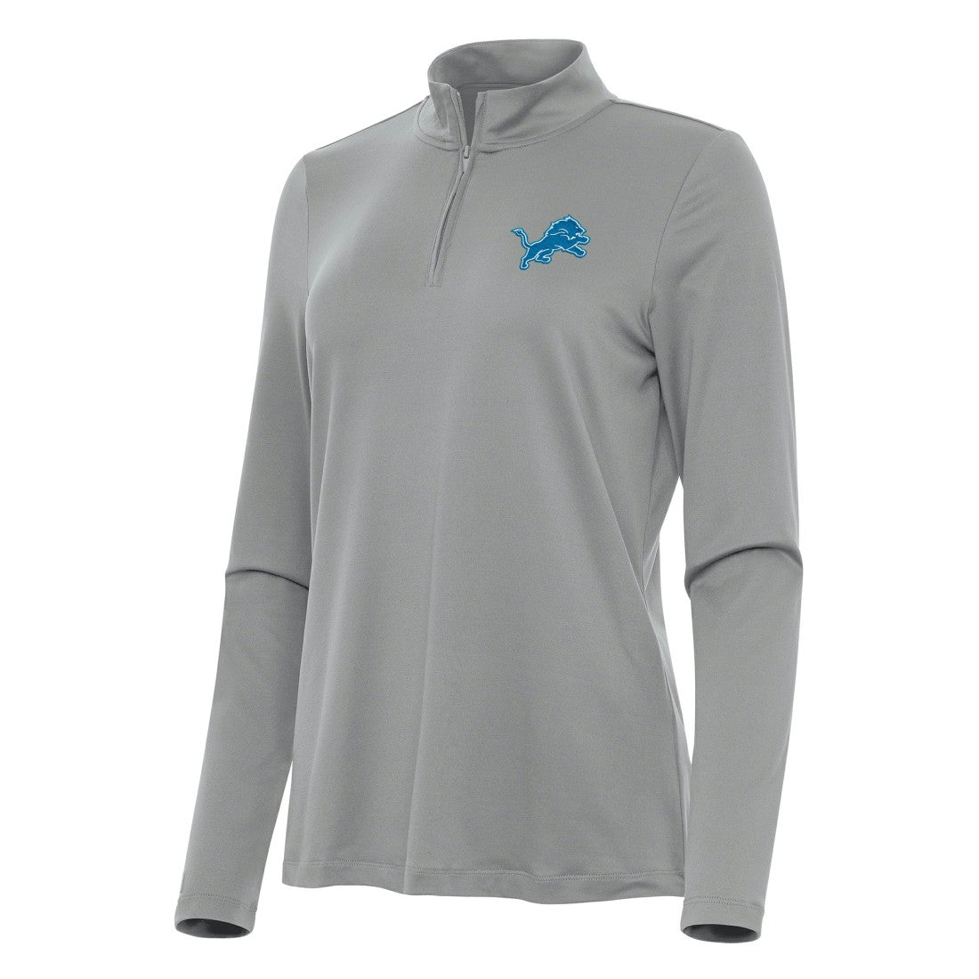 Detroit Lions Antigua Women's Reprocess Quarter-Zip Top Gray