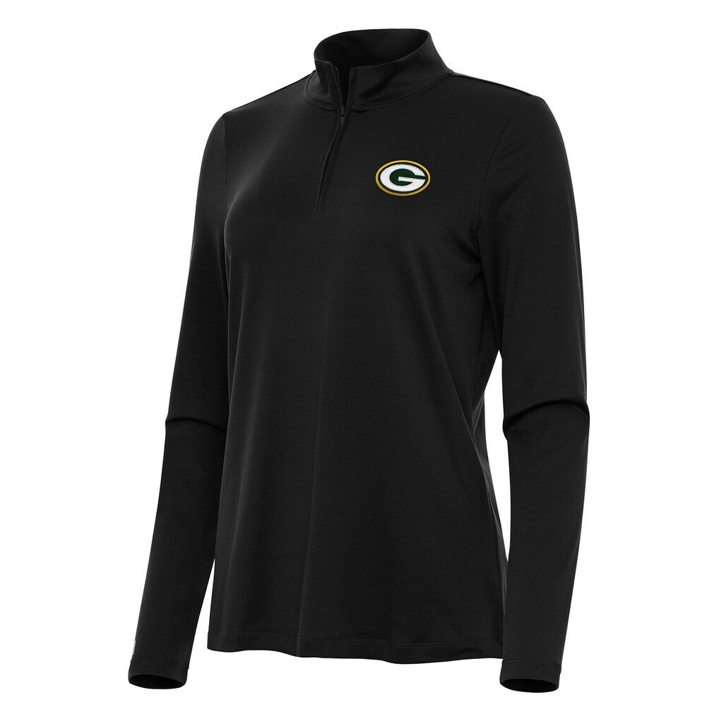 Green Bay Packers Antigua Women's Reprocess Quarter-Zip Top Black