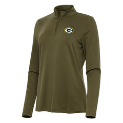 Green Bay Packers Antigua Women's Reprocess Quarter-Zip Top Olive