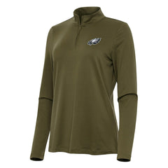 Philadelphia Eagles Antigua Women's Reprocess Quarter-Zip Top Olive
