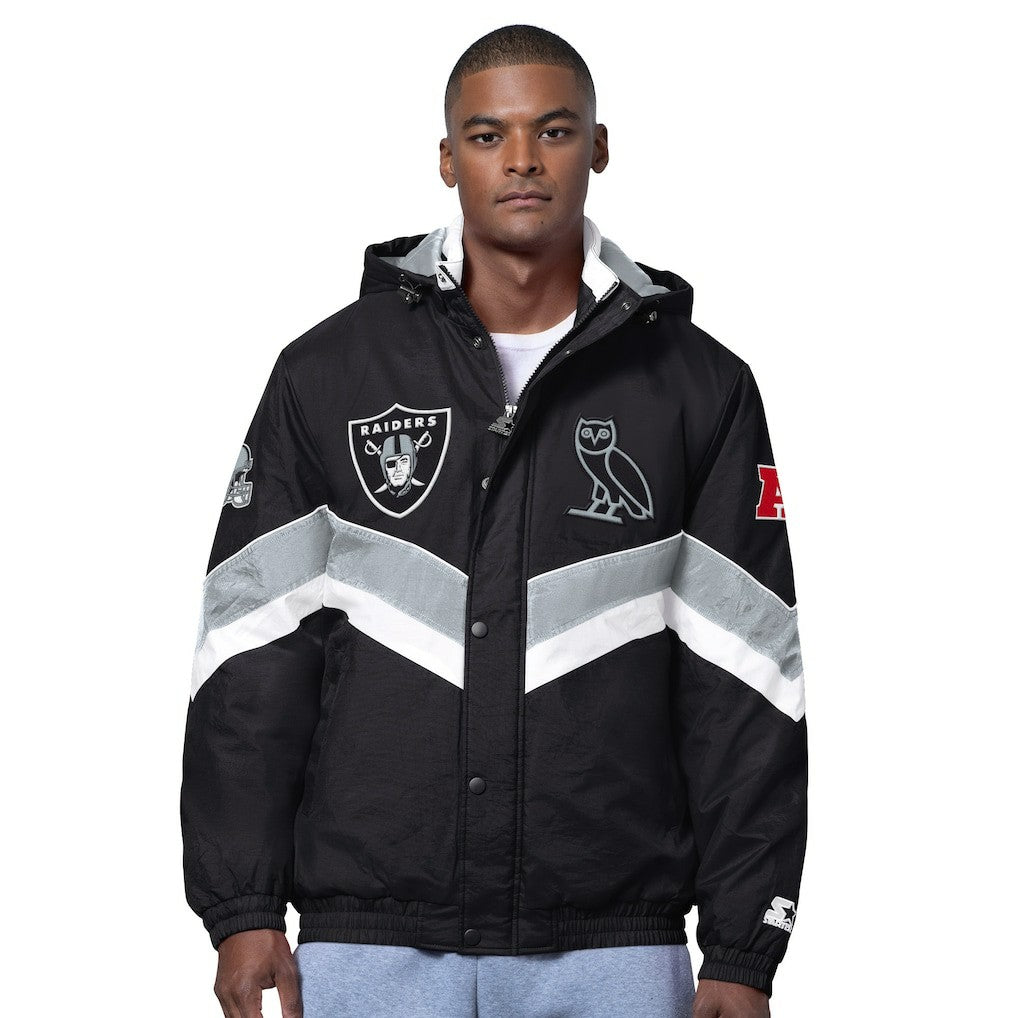 Las Vegas Raiders OVO x Starter Sideline Full-Snap Puffer Jacket Black