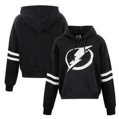 NHL Tampa Bay Lightning Cuce Women's Sequin Cropped Pullover Hoodie - Black