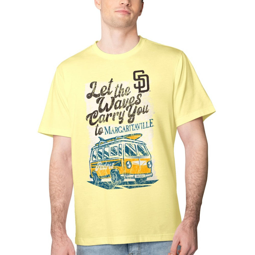 San Diego Padres Margaritaville Bus Waves Graphic T-Shirt - Yellow T-shirts