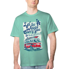 Los Angeles Dodgers Margaritaville Bus Waves Graphic T-Shirt - Mint T-shirts