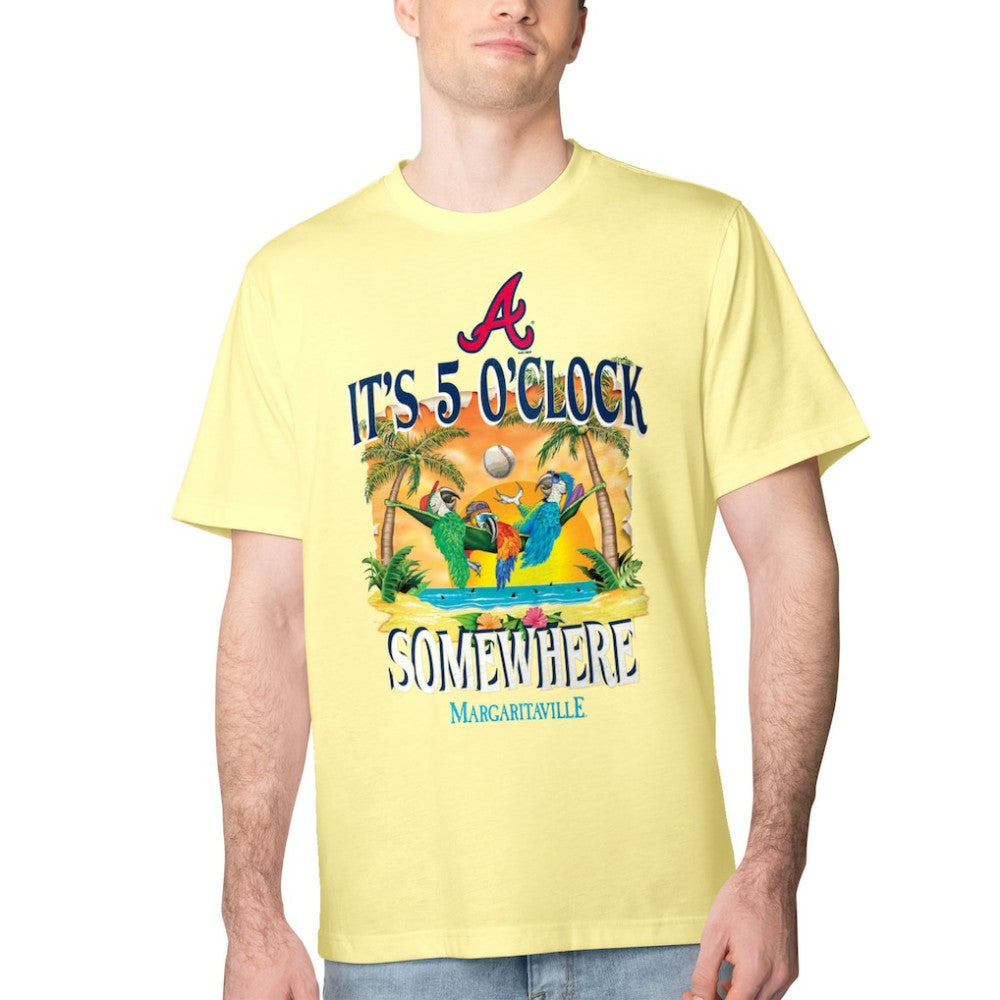 Atlanta Braves Margaritaville Five O'Clock Graphic T-Shirt - Yellow T-shirts
