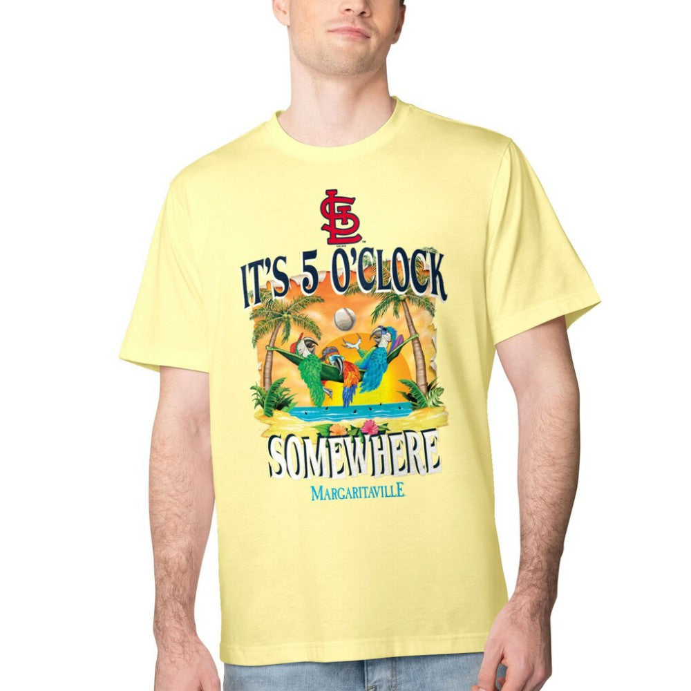 St. Louis Cardinals Margaritaville Five O'Clock Graphic T-Shirt - Yellow T-shirts