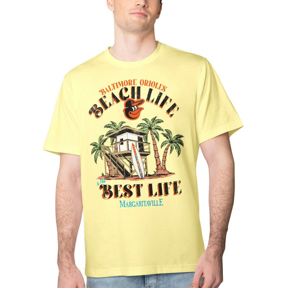 Baltimore Orioles Margaritaville Beach Hut Graphic T-Shirt - Yellow T-shirts