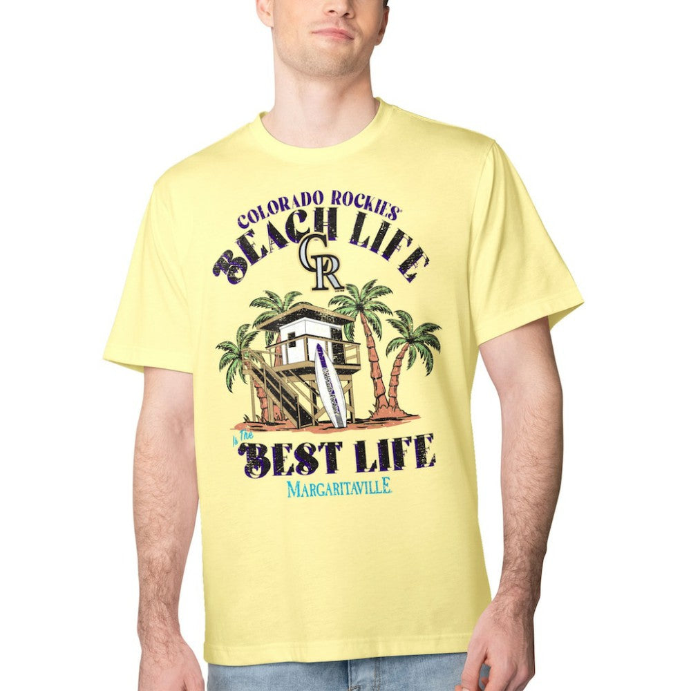 Colorado Rockies Margaritaville Beach Hut Graphic T-Shirt - Yellow T-shirts