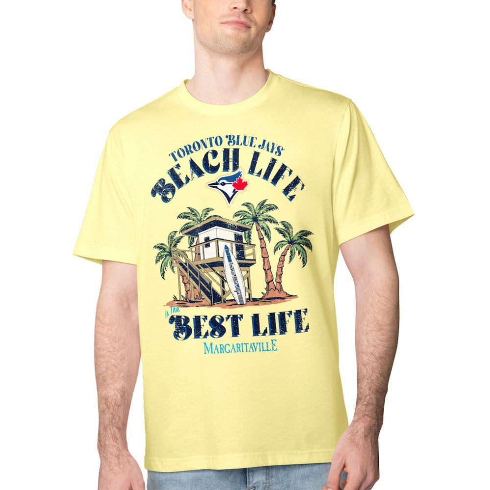 Toronto Blue Jays Margaritaville Beach Hut Graphic T-Shirt - Yellow T-shirts