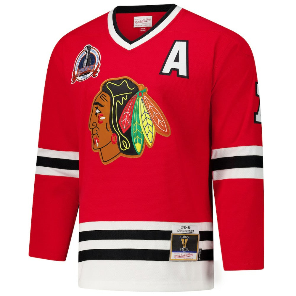 NHL Chris Chelios Chicago Blackhawks 1991-92 Power Play Jersey - Red