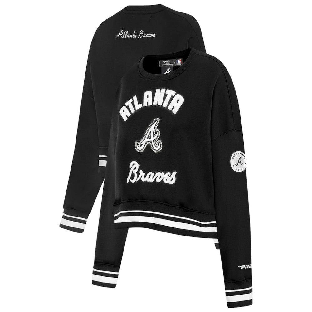 Atlanta Braves Pro Standard Women's Pearl Cropped Pullover Sweatshirt
 - Black Pullover