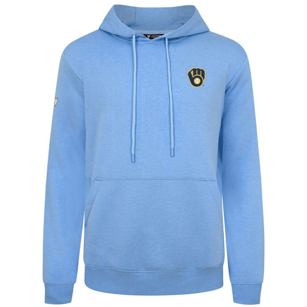 Milwaukee Brewers Levelwear Podium Primary Pullover Hoodie - Light Blue Hoodies