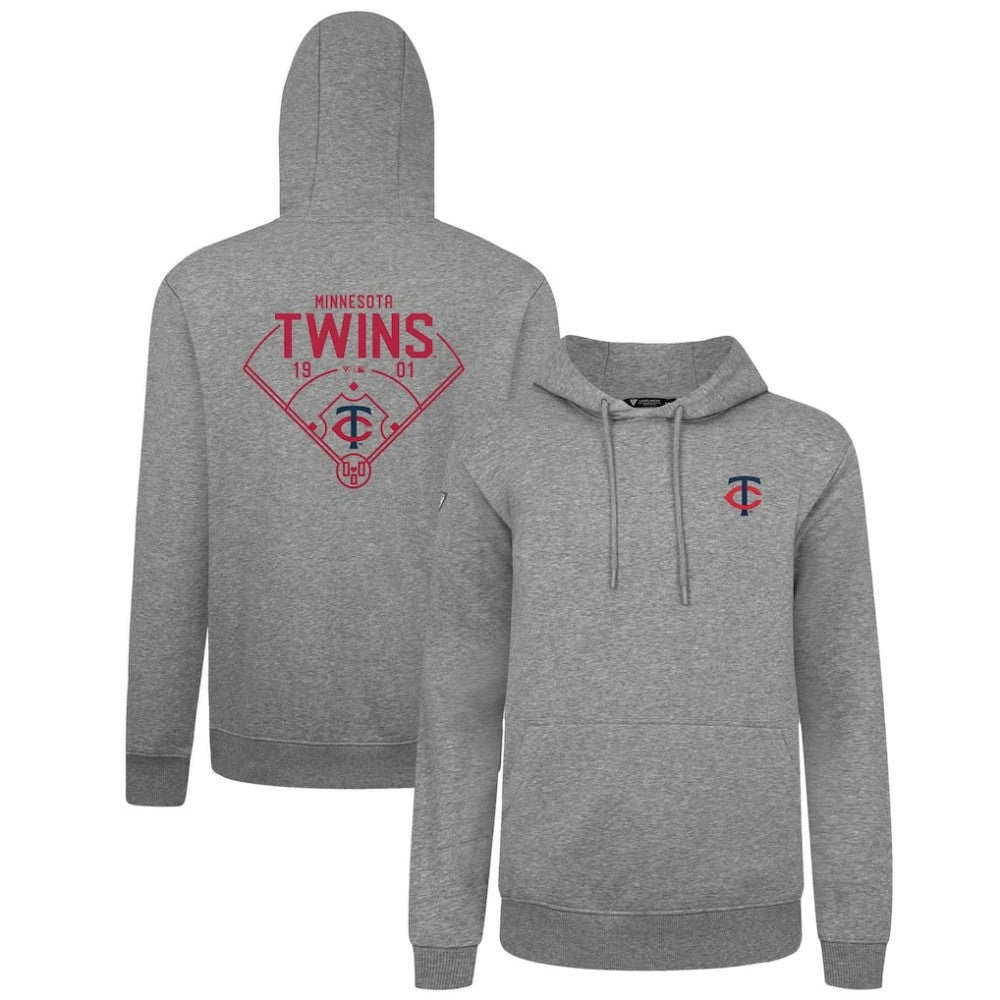 Minnesota Twins Levelwear Podium Primary Pullover Hoodie - Gray Hoodies