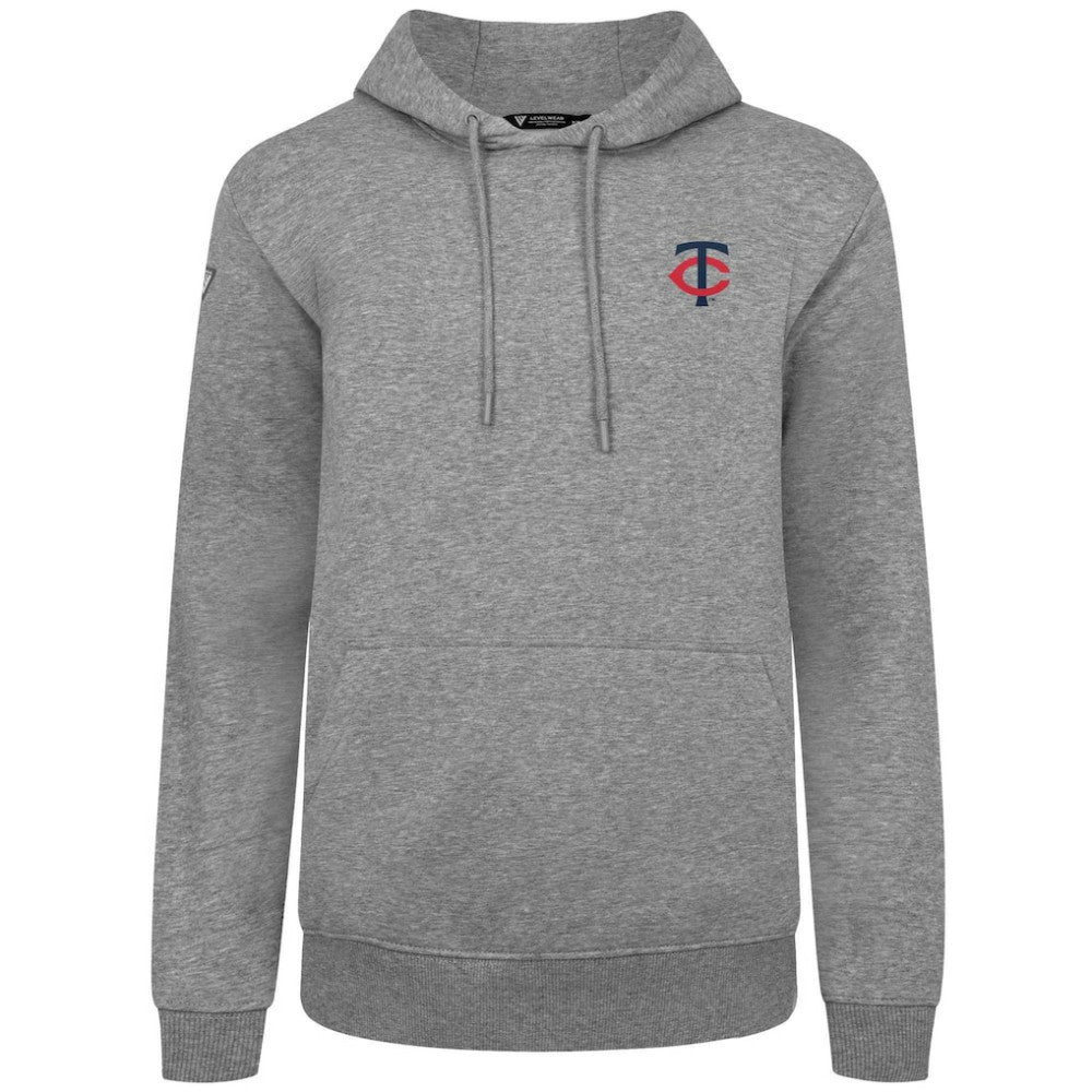 Minnesota Twins Levelwear Podium Primary Pullover Hoodie - Gray Hoodies