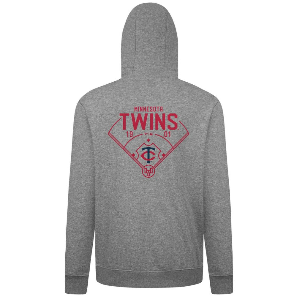 Minnesota Twins Levelwear Podium Primary Pullover Hoodie - Gray Hoodies