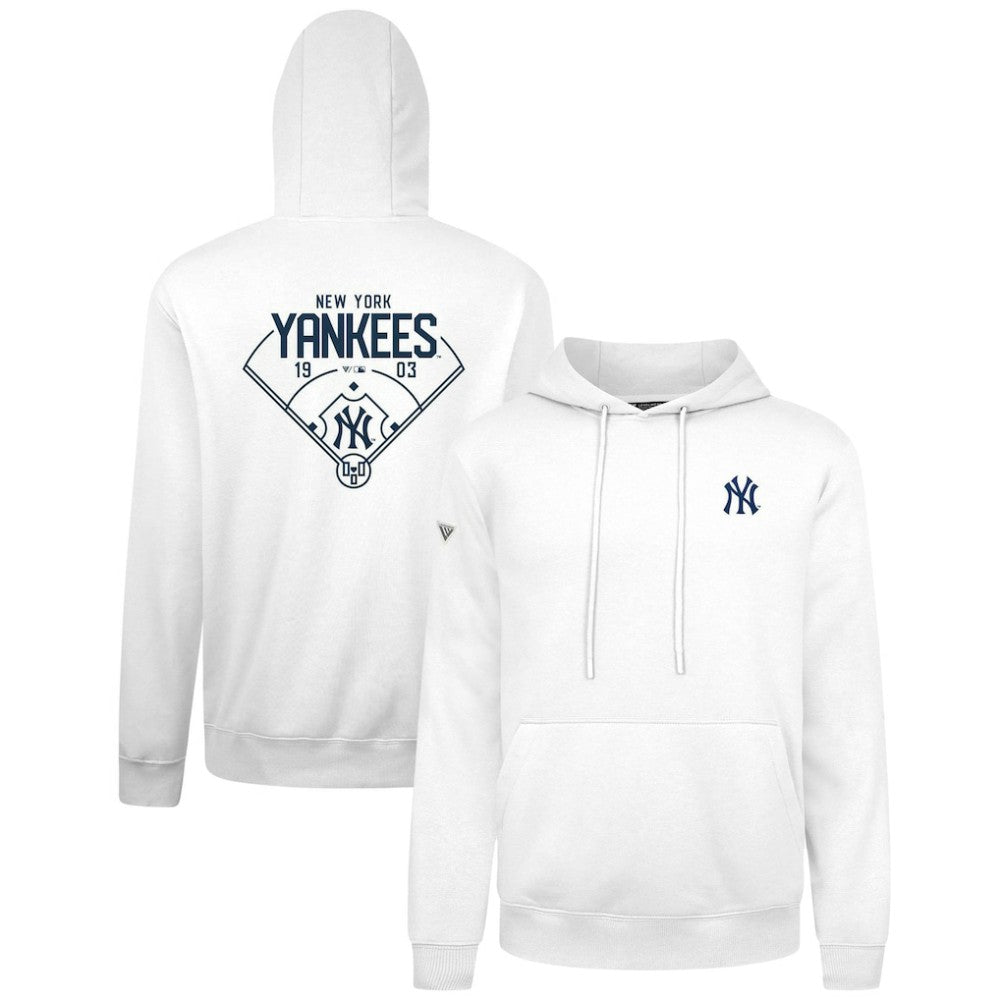 New York Yankees Levelwear Podium Primary Pullover Hoodie - White Hoodies