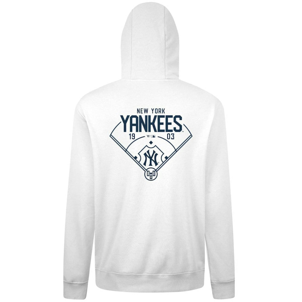 New York Yankees Levelwear Podium Primary Pullover Hoodie - White Hoodies