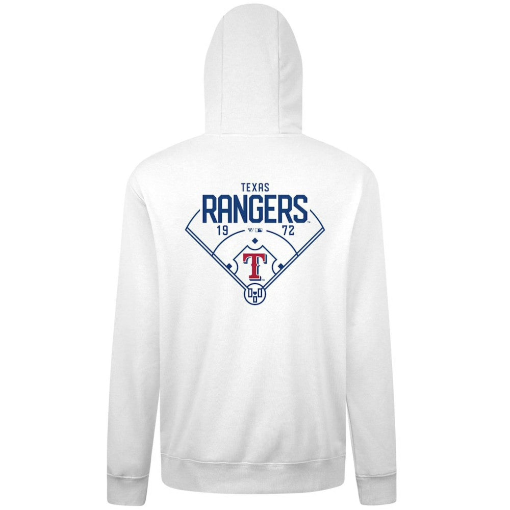 Texas Rangers Levelwear Podium Primary Pullover Hoodie - White Hoodies