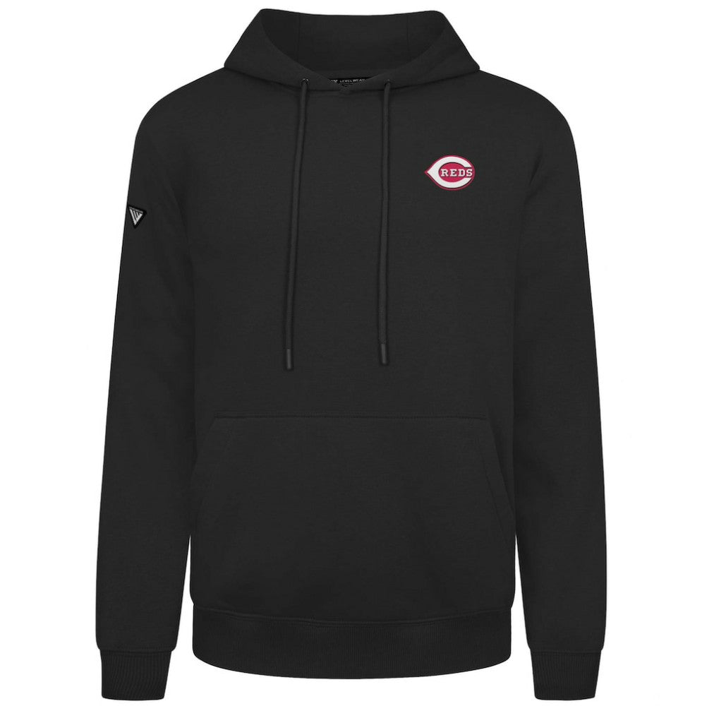 Cincinnati Reds Levelwear Podium Primary Pullover Hoodie - Black Hoodies