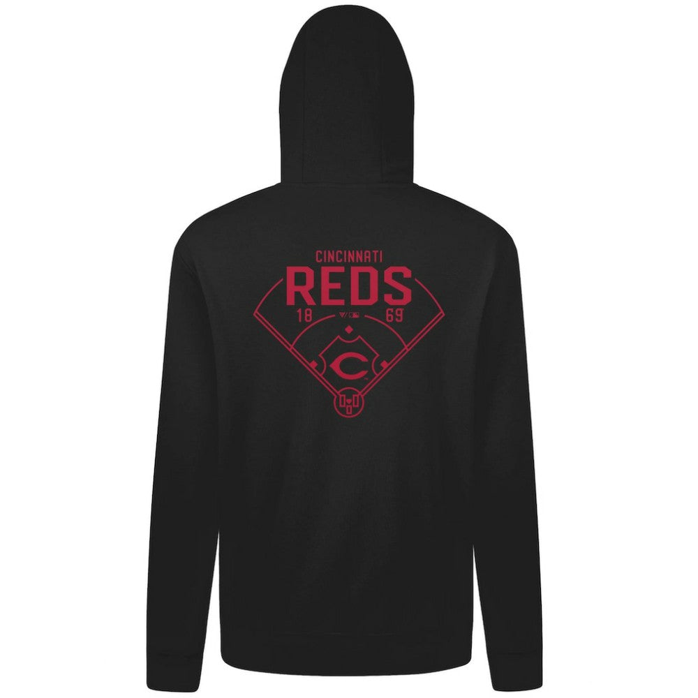 Cincinnati Reds Levelwear Podium Primary Pullover Hoodie - Black Hoodies
