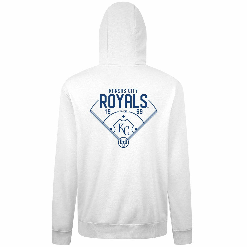Kansas City Royals Levelwear Podium Primary Pullover Hoodie - White Hoodies