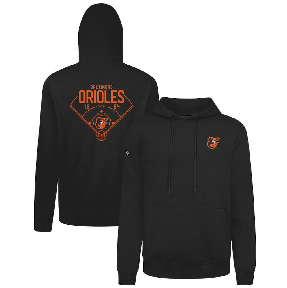 Baltimore Orioles Levelwear Podium Primary Pullover Hoodie - Black Hoodies