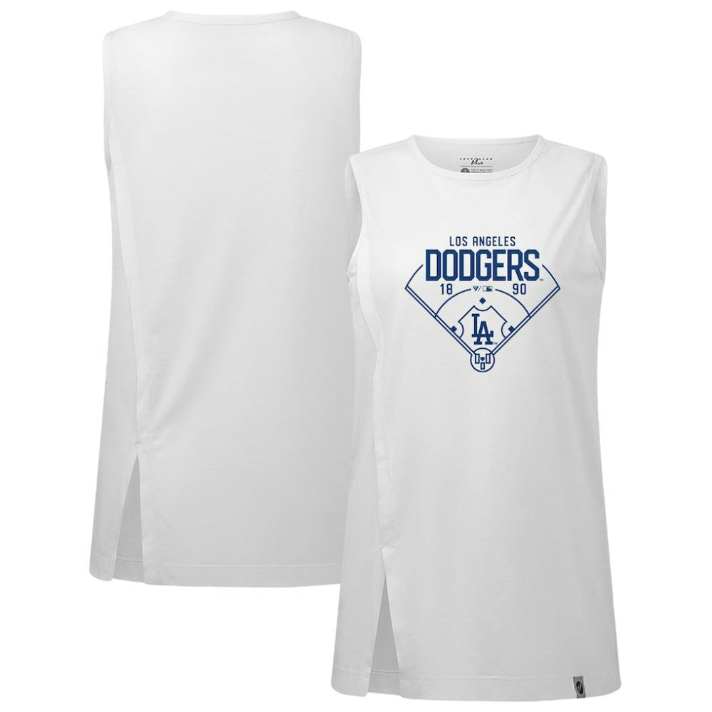 Los Angeles Dodgers Levelwear Women's Influx Home Field Tank Top - White Tanks
