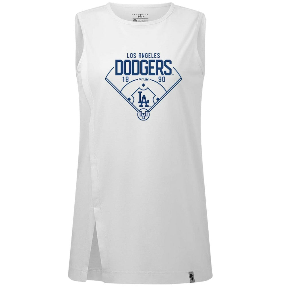 Los Angeles Dodgers Levelwear Women's Influx Home Field Tank Top - White Tanks